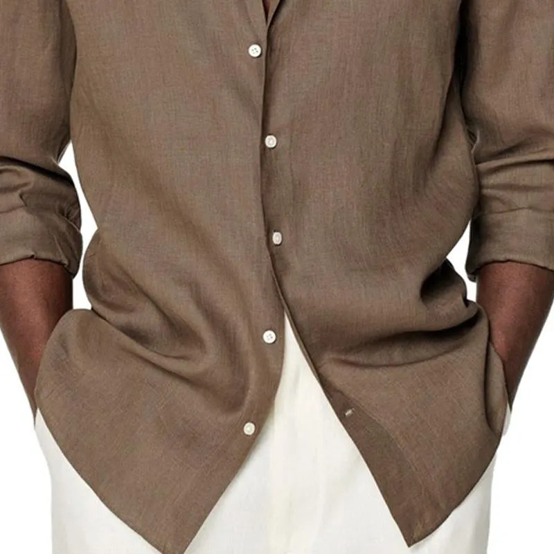 Men's Solid Color Lapel Casual Long Sleeve Shirt 41419909X sold by Manly product image thumbnail 3