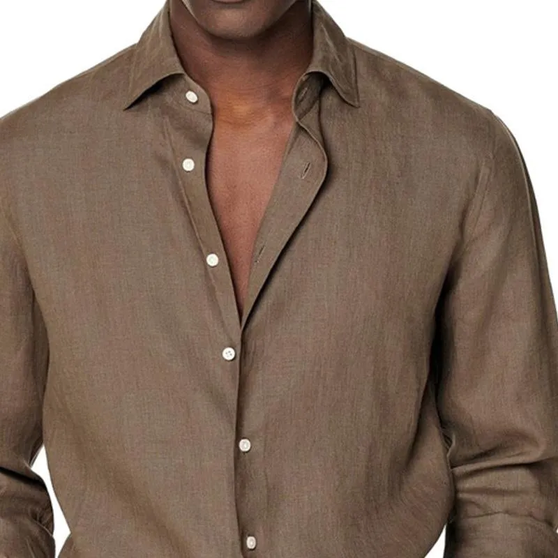 Men's Solid Color Lapel Casual Long Sleeve Shirt 41419909X sold by Manly product image thumbnail 2
