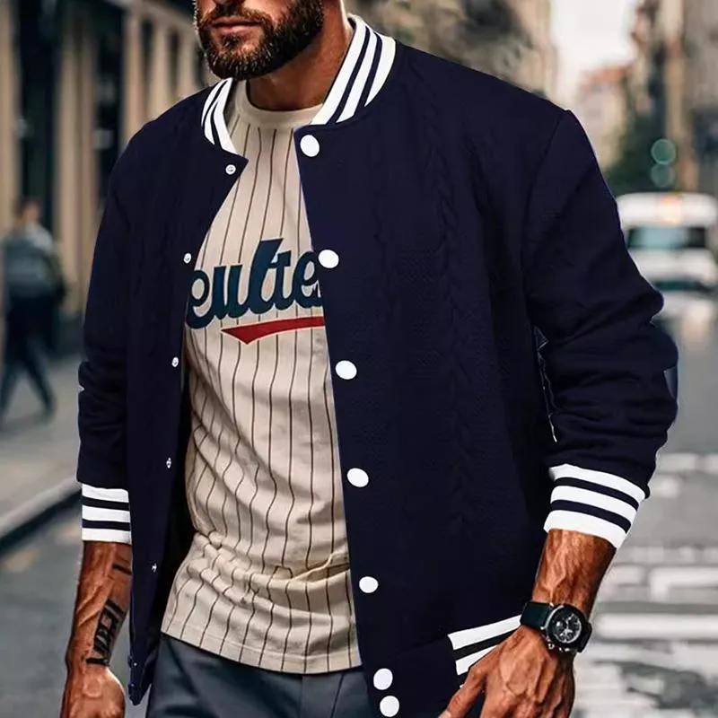 Men's Casual Single Breasted Cardigan Baseball Jacket 95897985X sold by Manly product image thumbnail 3