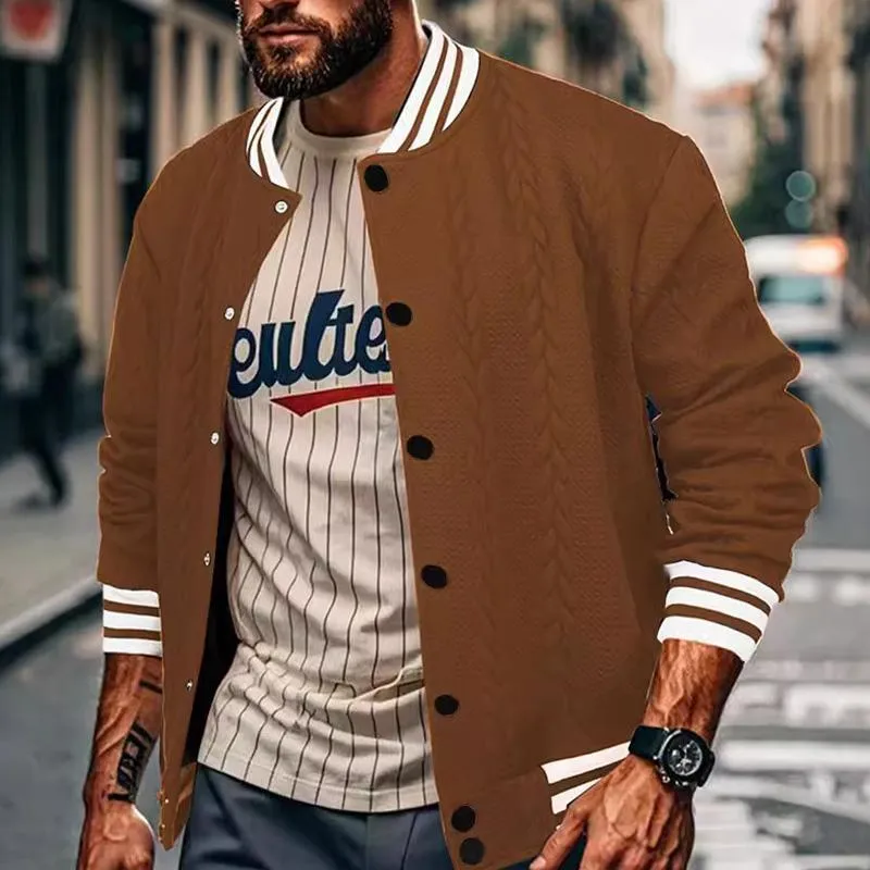 Men's Casual Single Breasted Cardigan Baseball Jacket 95897985X sold by Manly product image thumbnail 2
