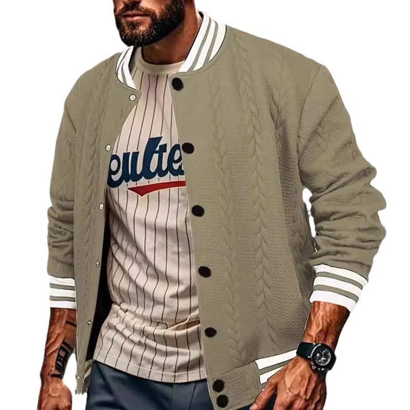 Men's Casual Single Breasted Cardigan Baseball Jacket 95897985X sold by Manly