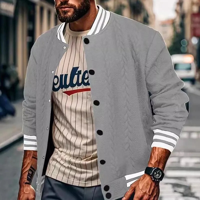 Men's Casual Single Breasted Cardigan Baseball Jacket 95897985X sold by Manly product image thumbnail 4