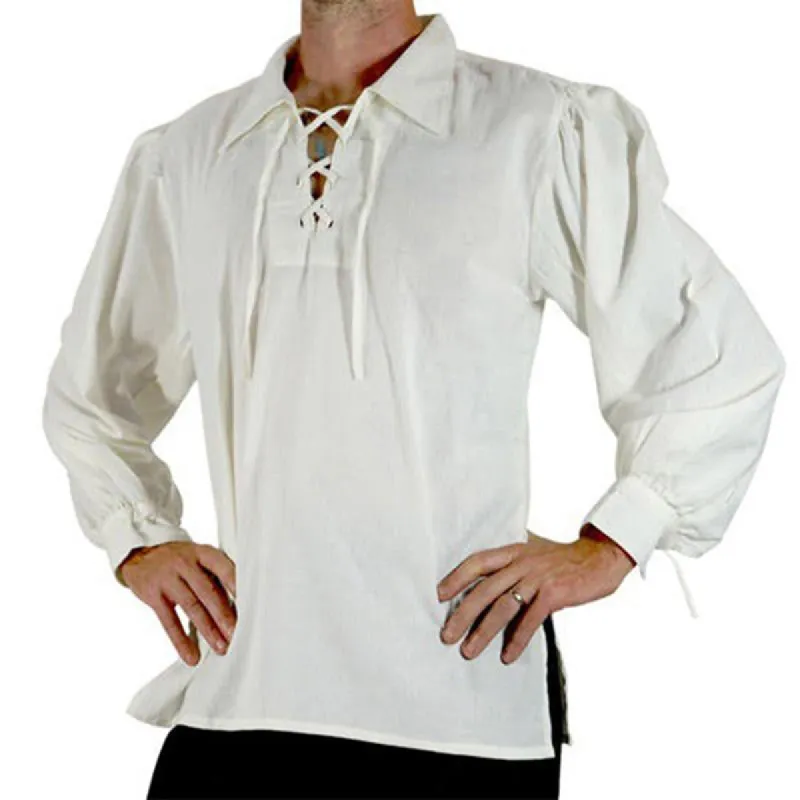 Men's Solid Color Lapel Tie Long Sleeve Shirt 56886117X sold by Manly