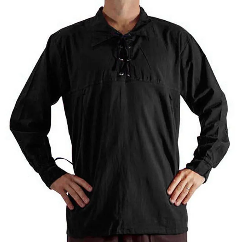 Men's Solid Color Lapel Tie Long Sleeve Shirt 56886117X sold by Manly product image thumbnail 3