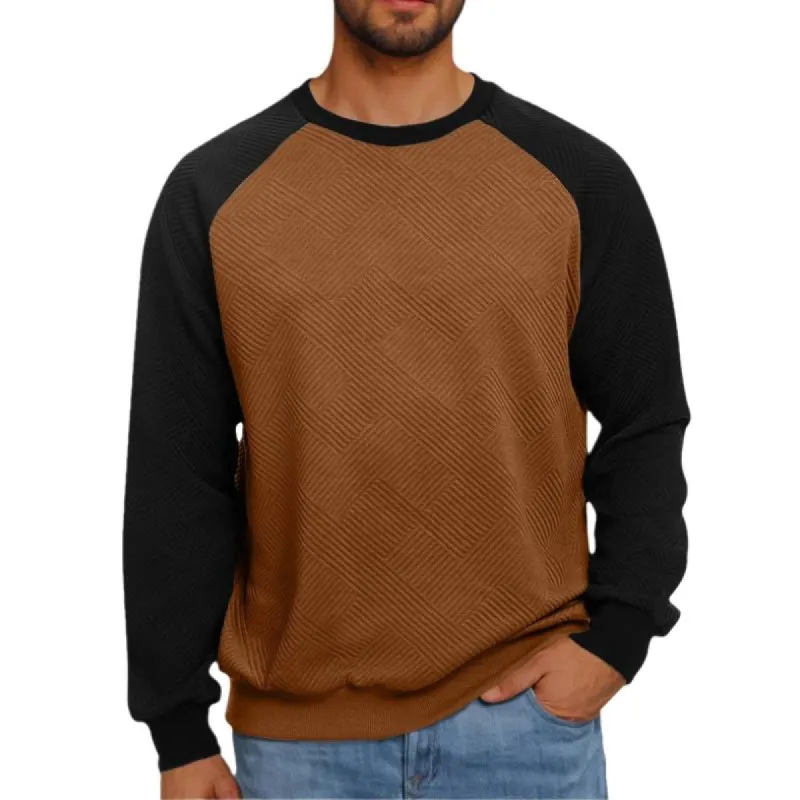 Men's Casual Contrast Color Patchwork Loose Round Neck Sweatshirt 48102506M sold by Manly