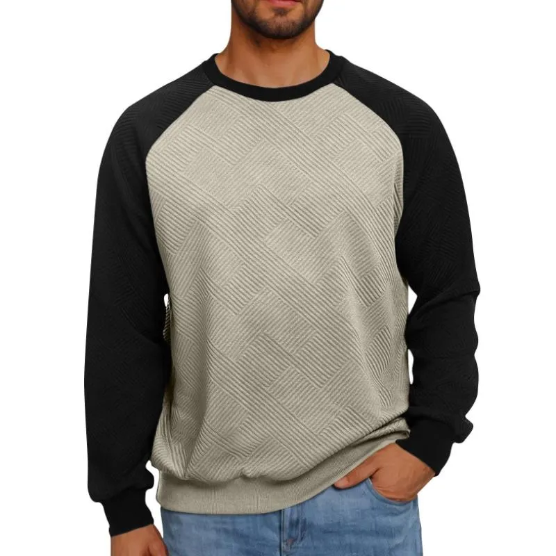 Men's Casual Contrast Color Patchwork Loose Round Neck Sweatshirt 48102506M sold by Manly product image thumbnail 3