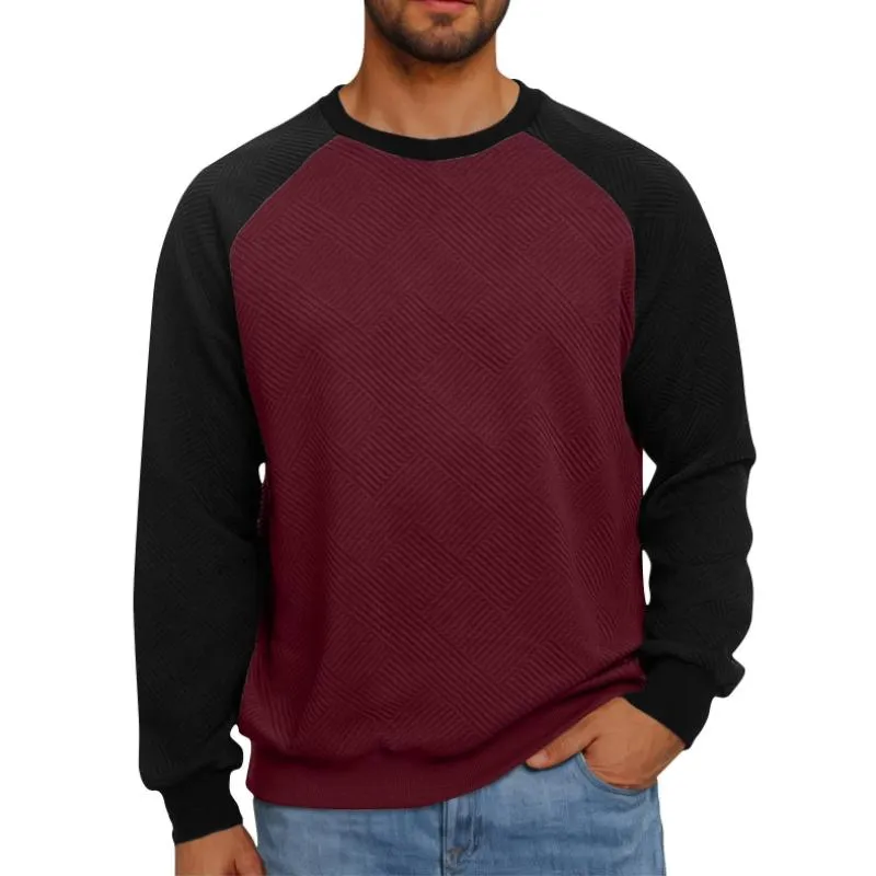 Men's Casual Contrast Color Patchwork Loose Round Neck Sweatshirt 48102506M sold by Manly product image thumbnail 4