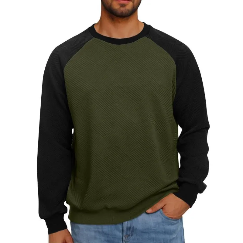 Men's Casual Contrast Color Patchwork Loose Round Neck Sweatshirt 48102506M sold by Manly product image thumbnail 2