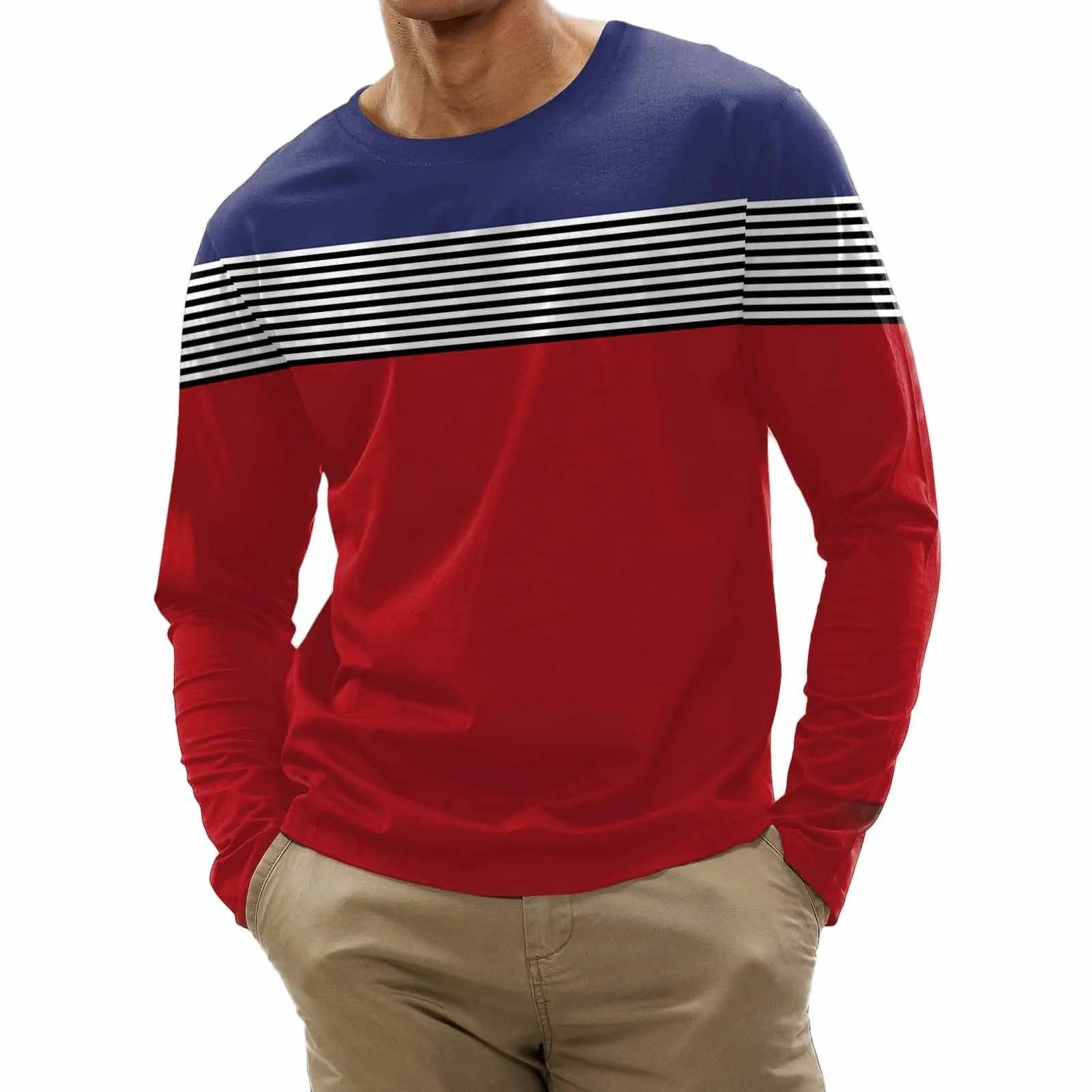 Men's Retro Casual Round Neck Printed Long Sleeve T-Shirt 43559733TO sold by Manly product image thumbnail 4