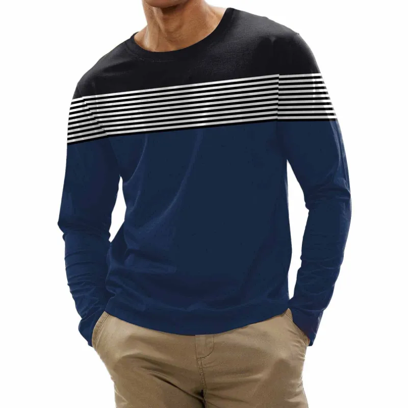 Men's Retro Casual Round Neck Printed Long Sleeve T-Shirt 43559733TO sold by Manly