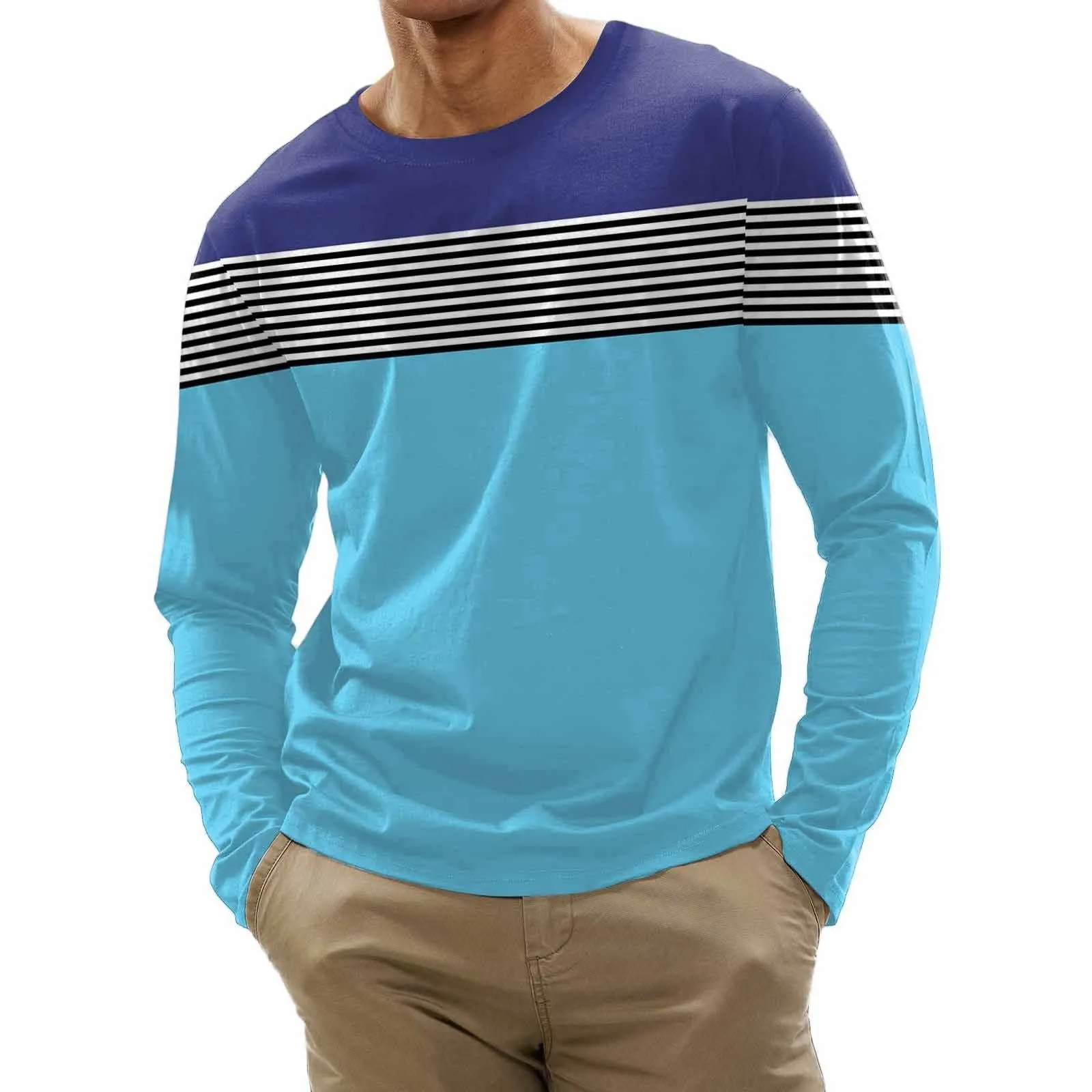Men's Retro Casual Round Neck Printed Long Sleeve T-Shirt 43559733TO sold by Manly product image thumbnail 3