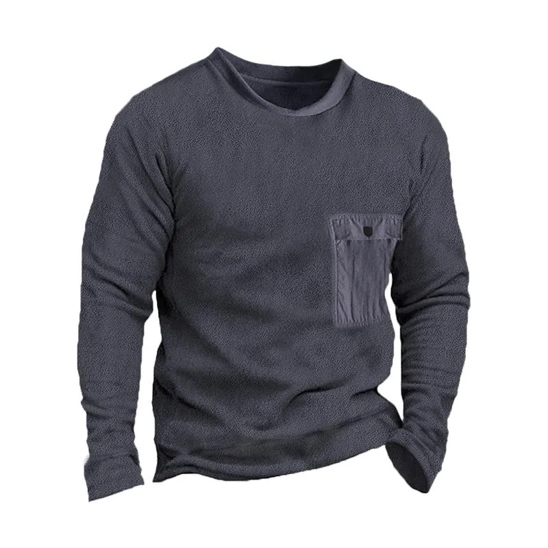 Men's Retro Casual Polar Fleece Pocket Crew Neck Sweatshirt 46881538TO sold by Manly product image thumbnail 4