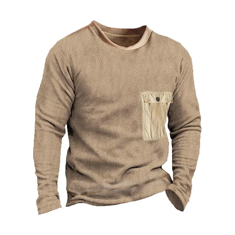 Men's Retro Casual Polar Fleece Pocket Crew Neck Sweatshirt 46881538TO sold by Manly product image thumbnail 3