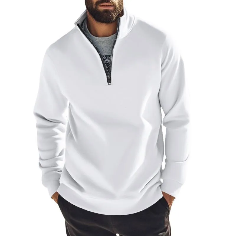 Men's Casual Solid Color Fleece Zipper Stand Collar Loose Sweatshirt 22895255M sold by Manly