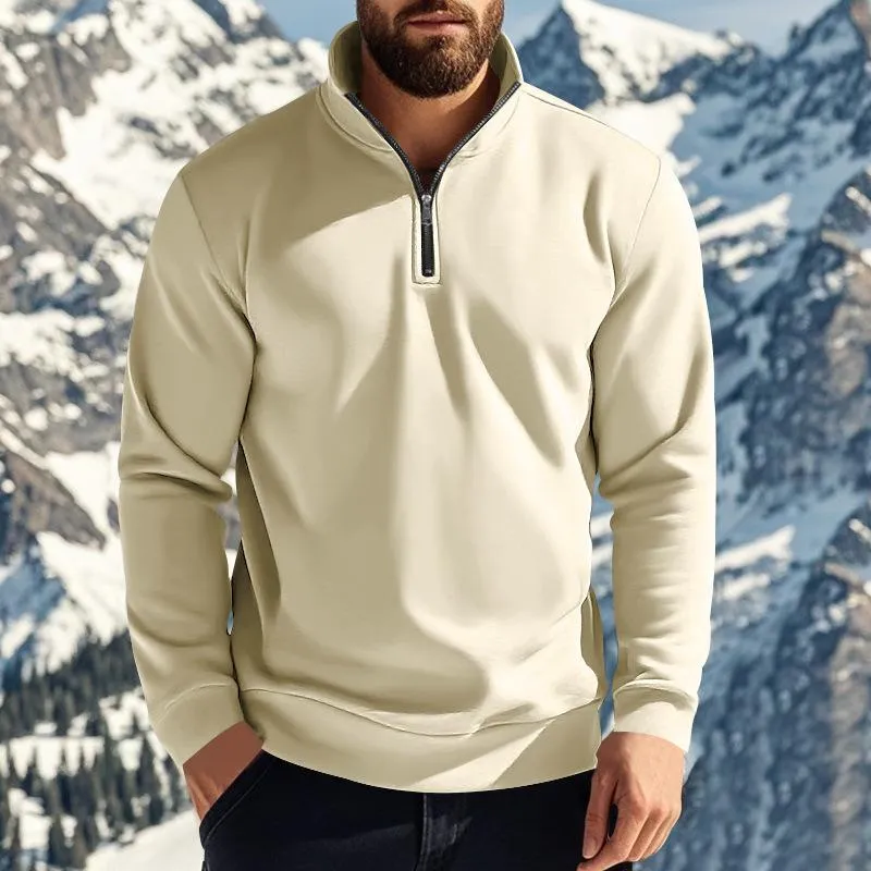 Men's Casual Solid Color Fleece Zipper Stand Collar Loose Sweatshirt 22895255M sold by Manly product image thumbnail 2