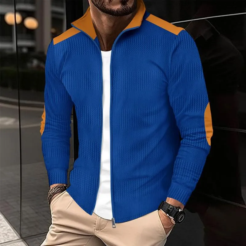 Men's Casual Colorblock Patchwork Lapel Zip-up Loose Jacket 15647074M sold by Manly product image thumbnail 5