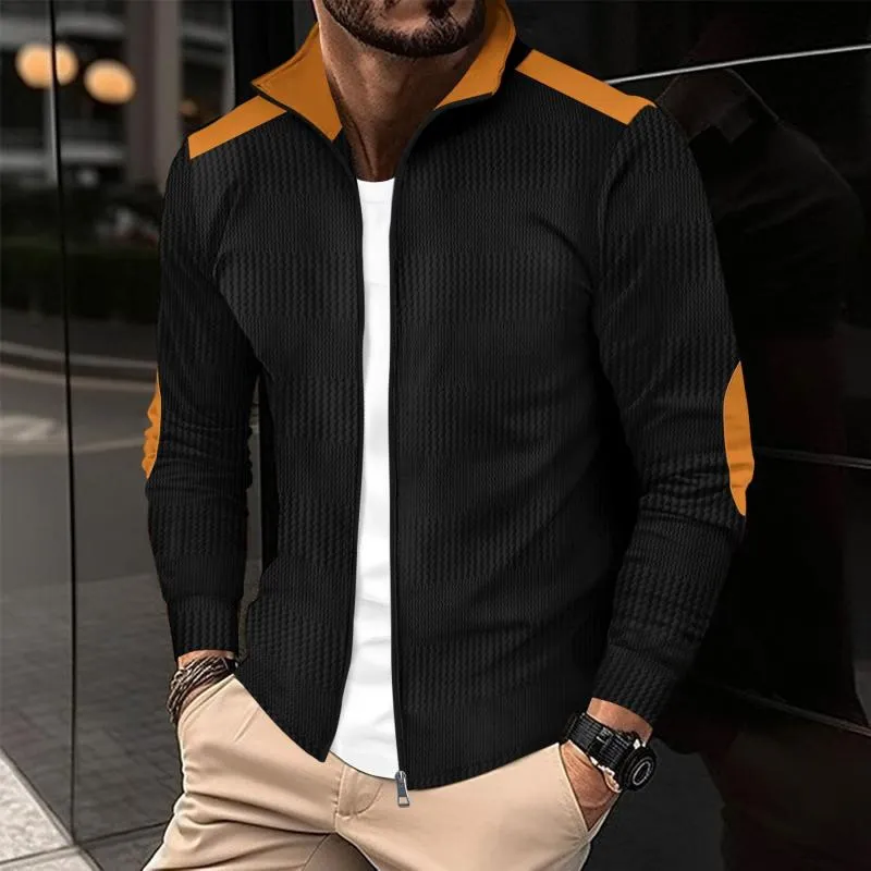 Men's Casual Colorblock Patchwork Lapel Zip-up Loose Jacket 15647074M sold by Manly product image thumbnail 3