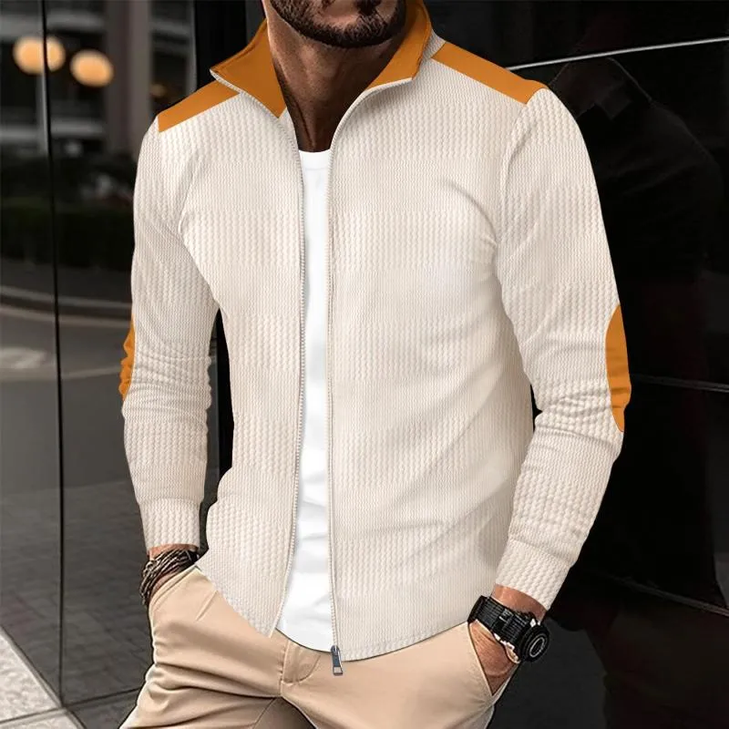 Men's Casual Colorblock Patchwork Lapel Zip-up Loose Jacket 15647074M sold by Manly product image thumbnail 2