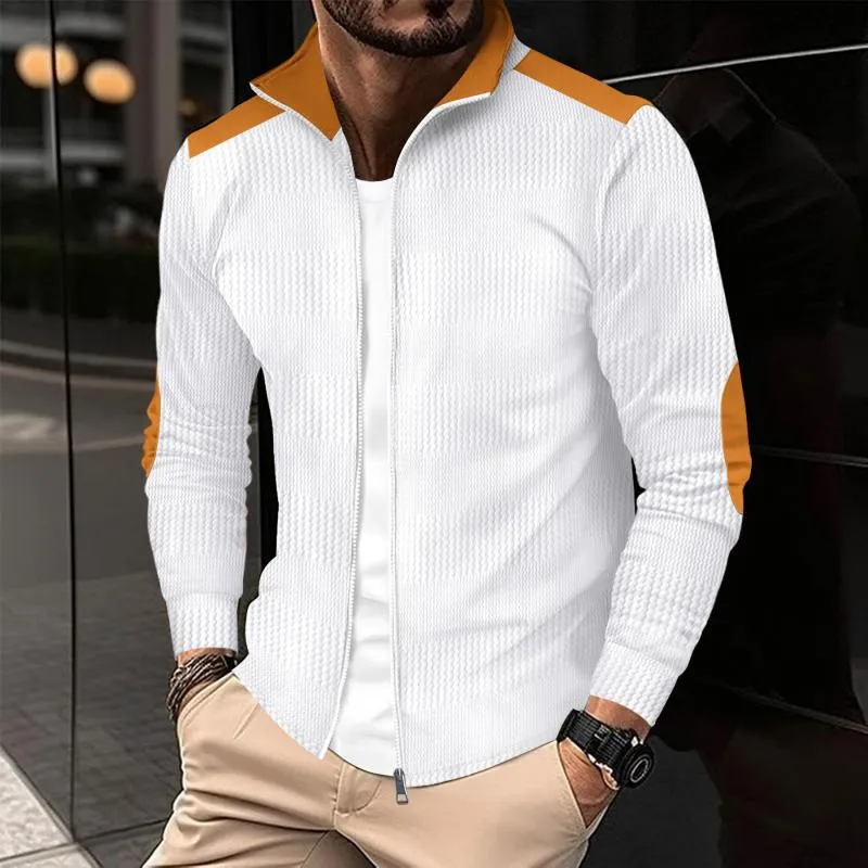 Men's Casual Colorblock Patchwork Lapel Zip-up Loose Jacket 15647074M sold by Manly product image thumbnail 4