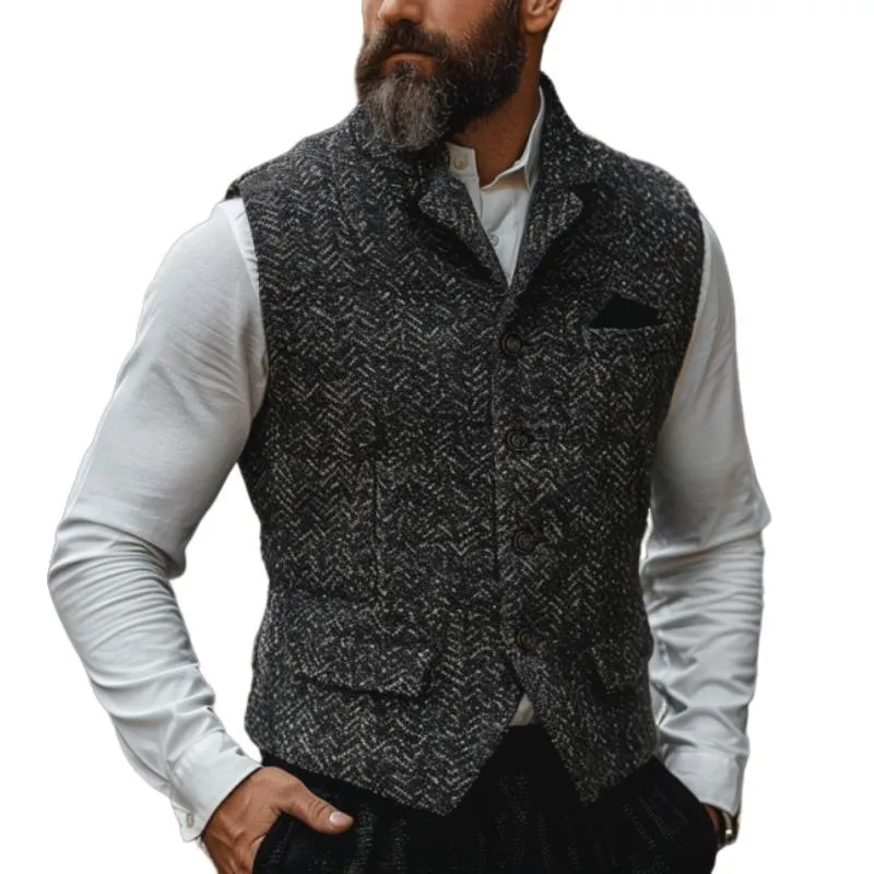 Men's Vintage Herringbone Lapel Suit Vest 36456506Y sold by Manly