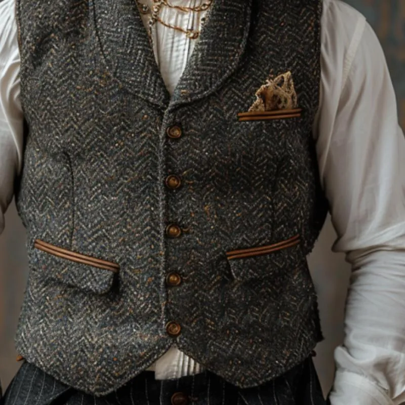 Men's Vintage Herringbone Lapel Suit Vest 91834791Y sold by Manly product image thumbnail 2