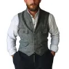 Men's Vintage Herringbone Multi-Pocket Suit Vest 55207313Y sold by Manly