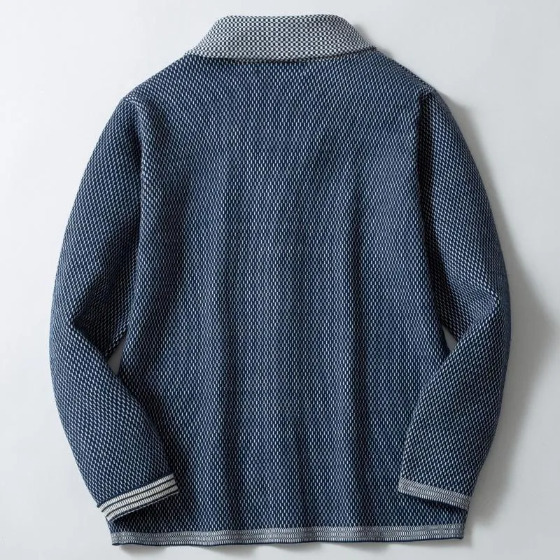 Men's Casual Lapel Single Breasted Patch Pocket Jacquard Knit Cardigan 54951119M sold by Manly product image thumbnail 4