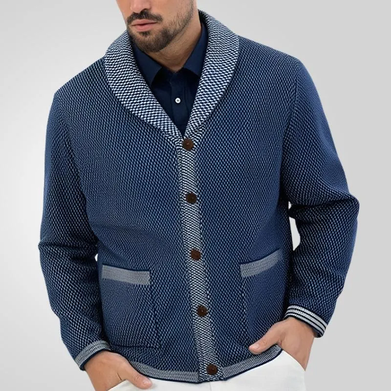 Men's Casual Lapel Single Breasted Patch Pocket Jacquard Knit Cardigan 54951119M sold by Manly product image thumbnail 2
