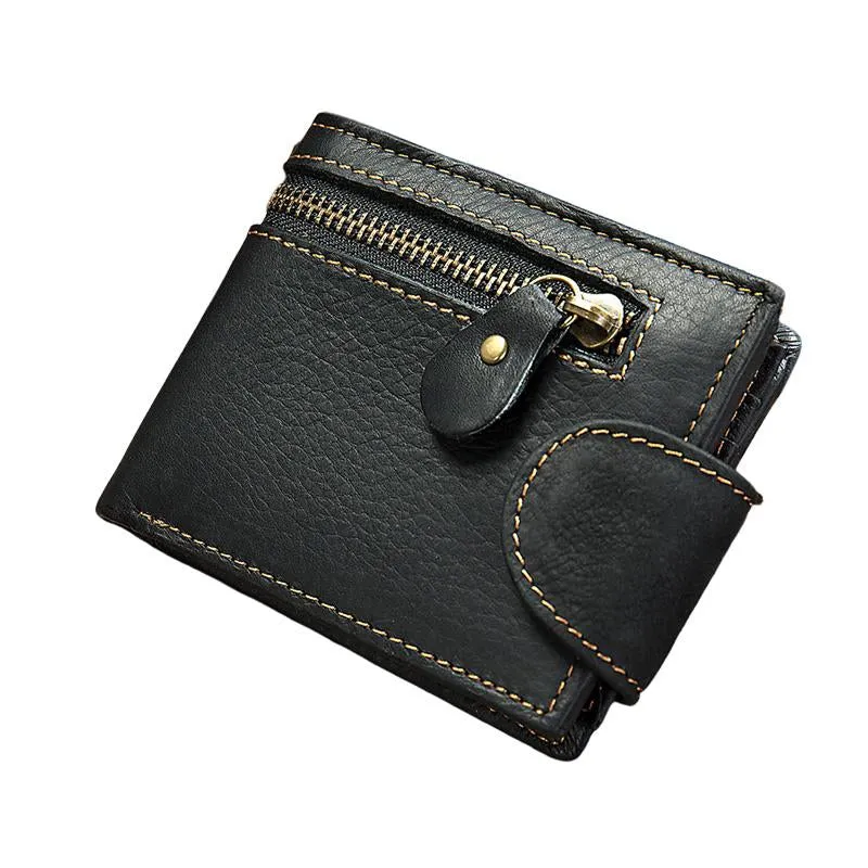 Men's Vintage Crazy Horse Leather Short Tower Buckle Multi-Card Wallet 05826884U sold by Manly product image thumbnail 3
