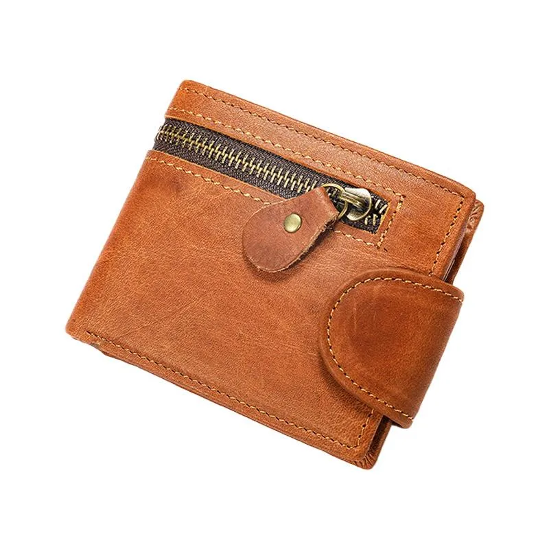 Men's Vintage Crazy Horse Leather Short Tower Buckle Multi-Card Wallet 05826884U sold by Manly product image thumbnail 4