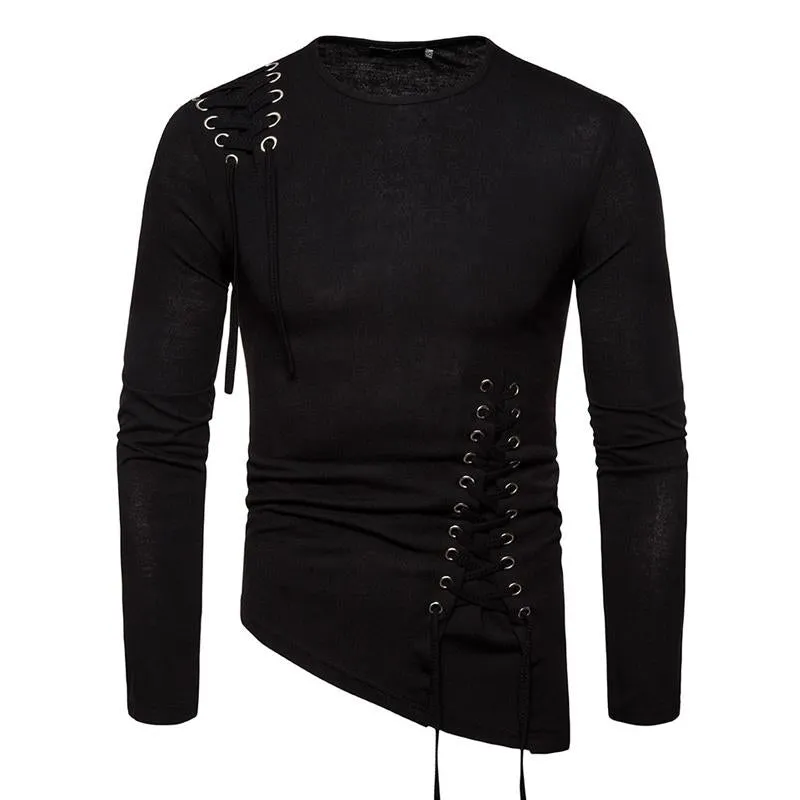 Men's Slim Fit Irregular Solid Color Long Sleeve T-shirt 13942792U sold by Manly product image thumbnail 2