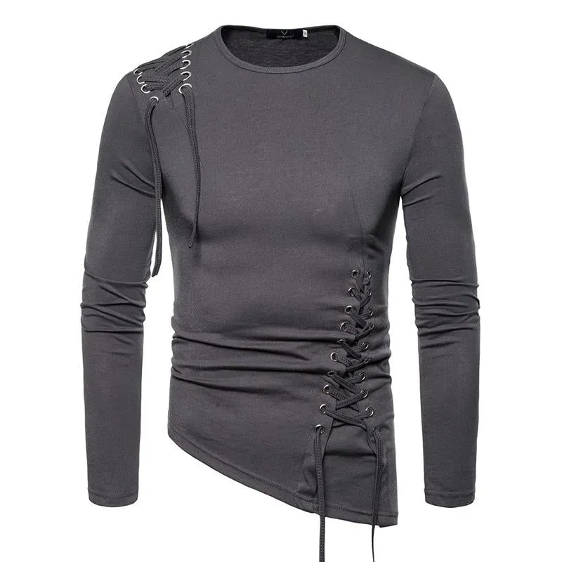 Men's Slim Fit Irregular Solid Color Long Sleeve T-shirt 13942792U sold by Manly product image thumbnail 4