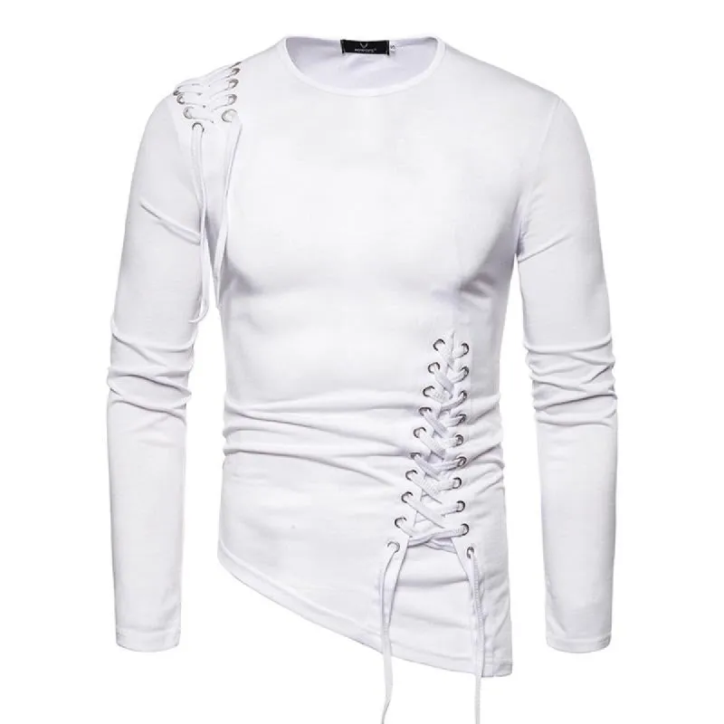 Men's Slim Fit Irregular Solid Color Long Sleeve T-shirt 13942792U sold by Manly