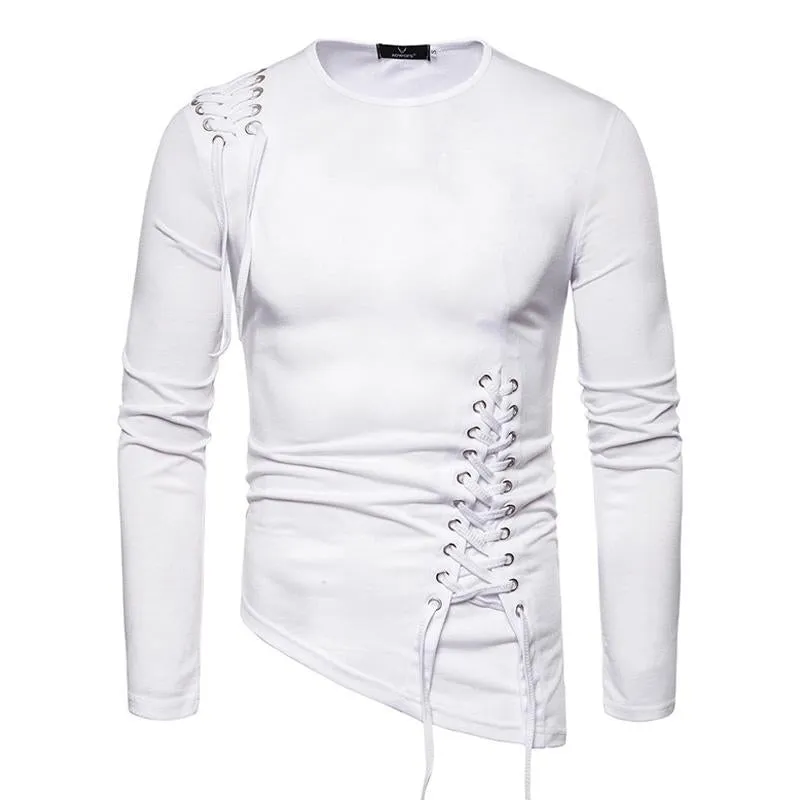 Men's Slim Fit Irregular Solid Color Long Sleeve T-shirt 13942792U sold by Manly