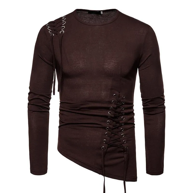 Men's Slim Fit Irregular Solid Color Long Sleeve T-shirt 13942792U sold by Manly product image thumbnail 5