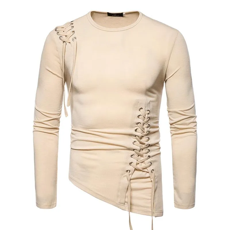 Men's Slim Fit Irregular Solid Color Long Sleeve T-shirt 13942792U sold by Manly product image thumbnail 3