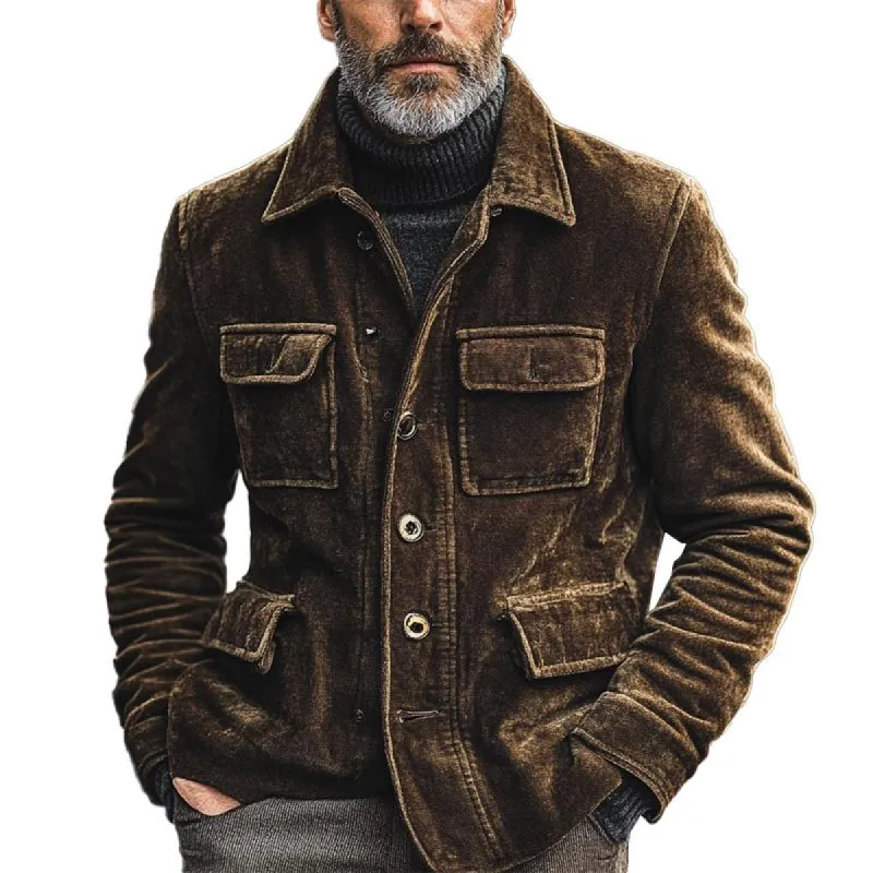 Men's Vintage Velvet Solid Lapel Jacket 17455174X sold by Manly