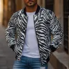 Men's Fashion Zebra Stripe Print Baseball Collar Zip-Up Bomber Jacket 54499923M sold by Manly