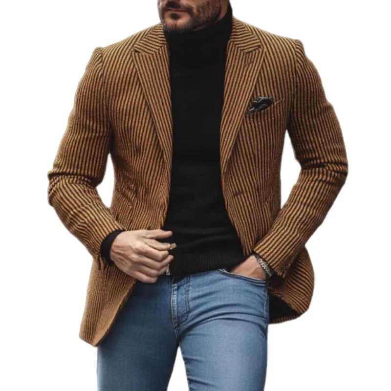 Men's Vintage Striped Peak Lapel Single Breasted Slim Fit Blazer 70447300M sold by Manly