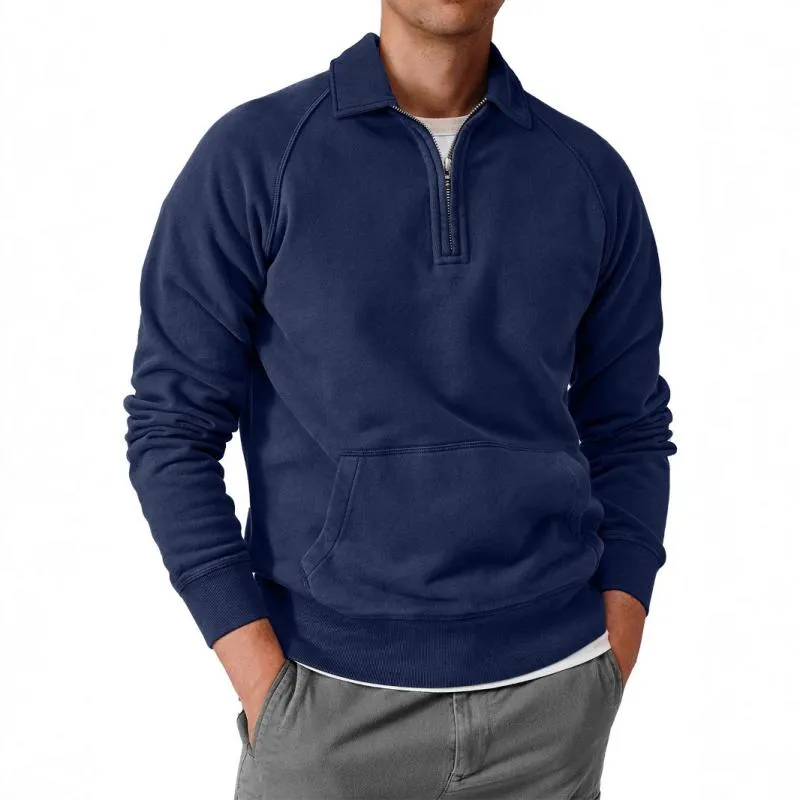 Men's Solid Lapel Raglan Sleeve Kangaroo Pocket Sweatshirt 18120678Z sold by Manly product image thumbnail 3