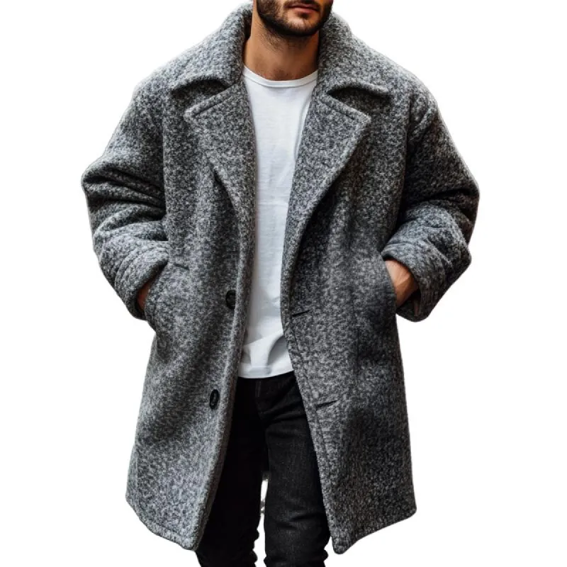 Men's Fashion Loose Lapel Single Breasted Mid-length Coat 75910644Z sold by Manly