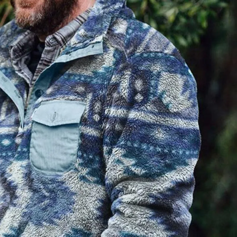 Men's Retro Casual Ethnic Style Geometric Flannel Stand Collar Sweatshirt 55522847TO sold by Manly product image thumbnail 3