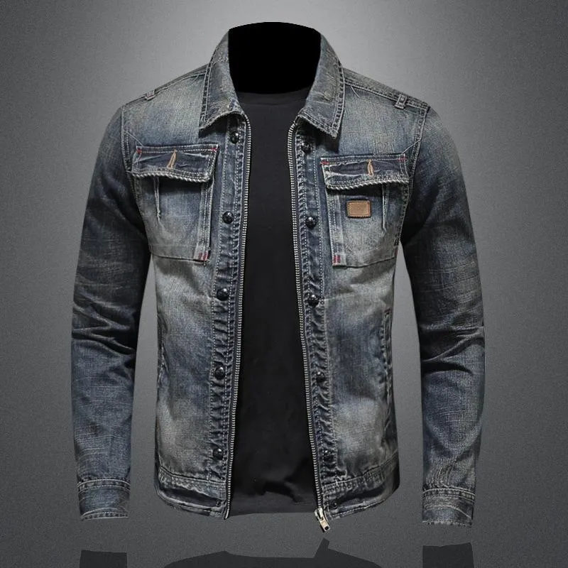 Men's Retro Casual Classic Distressed Denim Jacket 43950424TO sold by Manly product image thumbnail 2