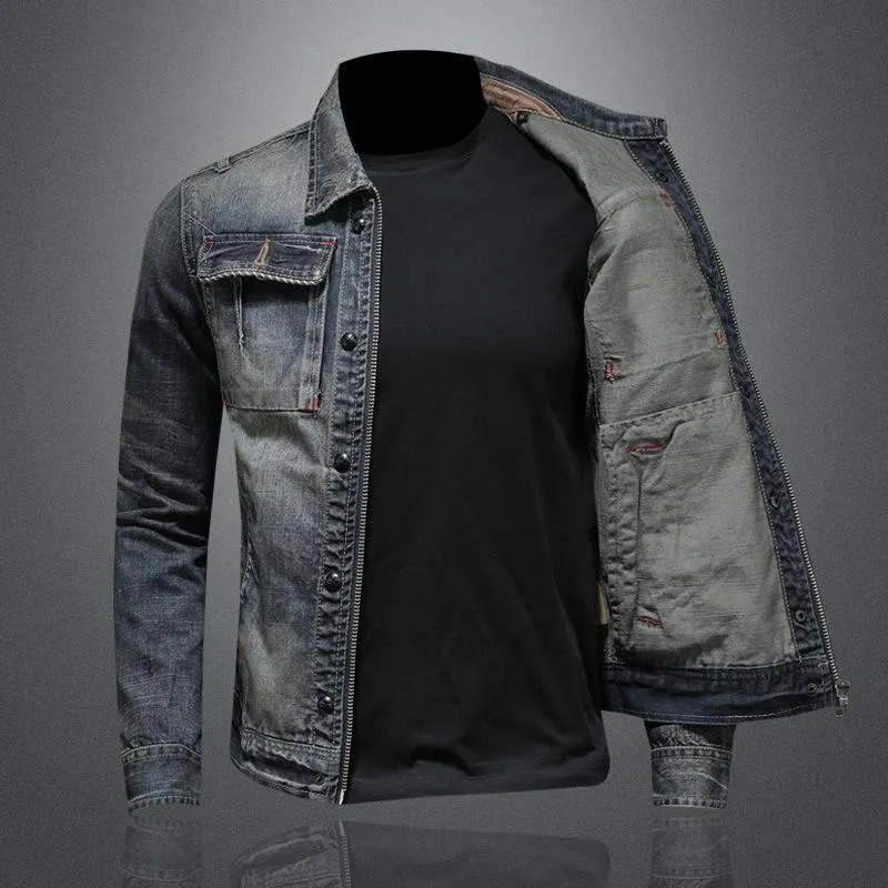 Men's Retro Casual Classic Distressed Denim Jacket 43950424TO sold by Manly product image thumbnail 5