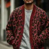 Men's Vintage Leopard Jacquard Collarless Knit Cardigan 15336316Y sold by Manly