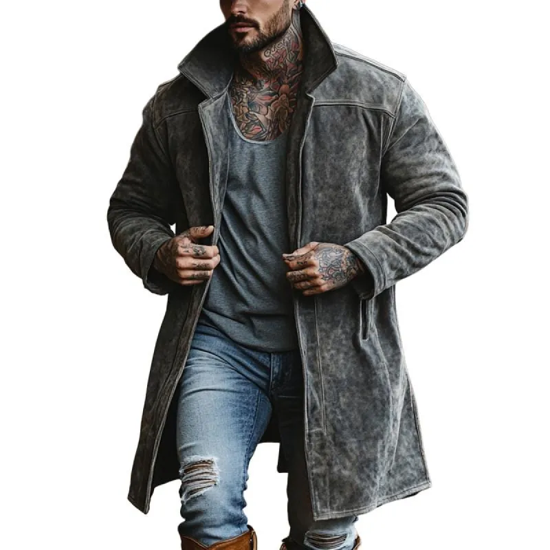 Men's Solid Color Suede Mid-Length Trench Coat 63844421Y sold by Manly