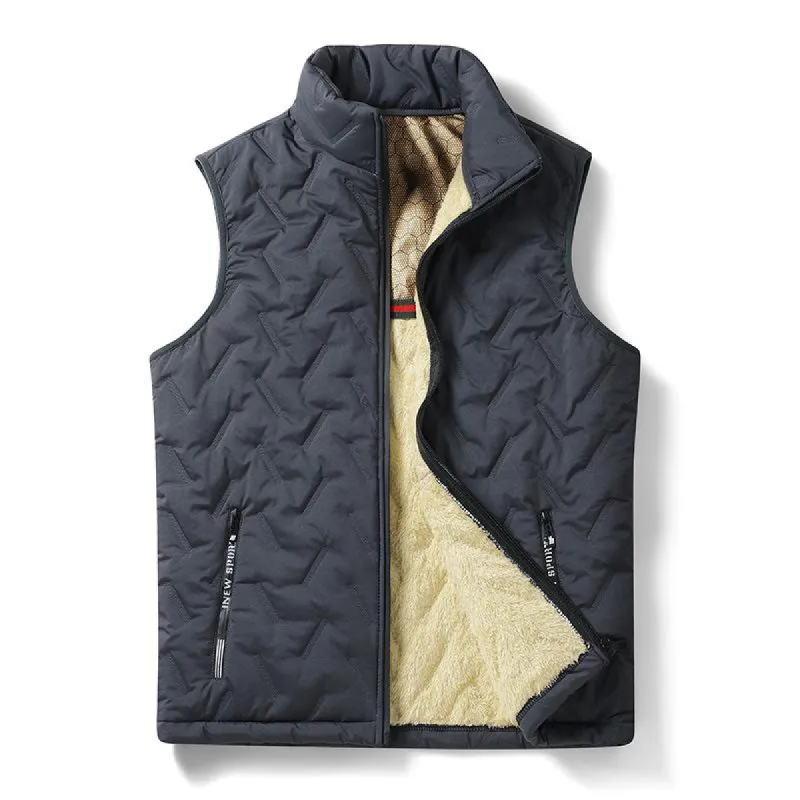 Men's Solid Color Velvet Stand Collar Zipper Vest 62333531X sold by Manly