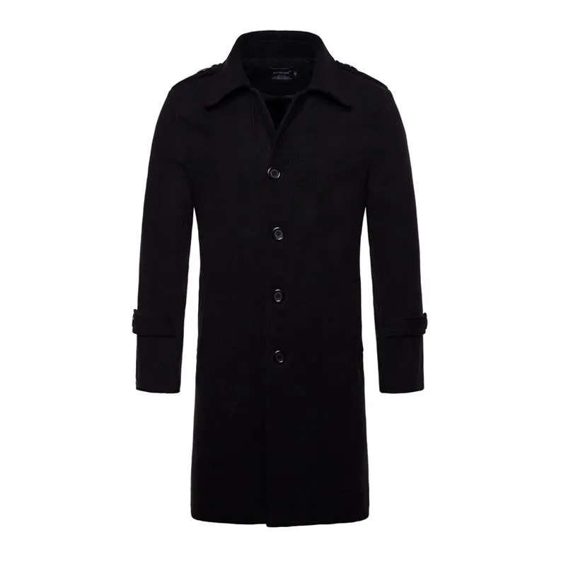 Men's Solid Color Single Breasted Trench Coat Long Coat 24432845X sold by Manly product image thumbnail 2