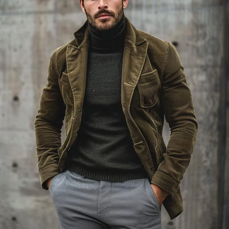 Men's Solid Corduroy Multi-Pocket Blazer 90311500X sold by Manly product image thumbnail 3