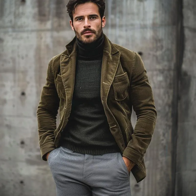 Men's Solid Corduroy Multi-Pocket Blazer 90311500X sold by Manly product image thumbnail 2